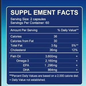 אומגה-3 כמוסות שמן דגים עם 3600 מ "ג שמן תומכות לב המוח ג 'גלם שמן softgel תוספי מזון oem תווית פרטית oem - Product Image 2