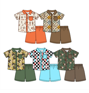 Conjuntos de <span class=keywords><strong>Ropa</strong></span> de Verano para Niños en <span class=keywords><strong>Oferta</strong></span>, Conjuntos Personalizados con Estampado Vaquero para Niños, <span class=keywords><strong>Ropa</strong></span> de Vaquero para Bebés - Product Image 1