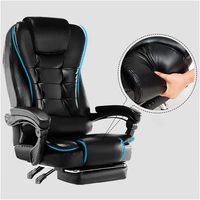 Chaise de bureau inclinable à prix avantageux avec bras articulés, massage à 7 points, vibrations, massageurs, pivotante, chaise de jeu pour ordinateur avec repose-pieds
