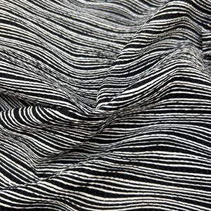 Tissu en coton à rayures ondulées bicolores : options blanc/noir et noir/blanc, 80 g/m², effet froissé au sel, sans repassage, pour robes et foulards - Product Image 2