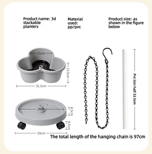 A31 vaso verticale per fioriera <span class=keywords><strong>di</strong></span> fragole con Design quadrato da pavimento in plastica appeso Set da giardinaggio per asili nido fragole impilabili - Product Image 3