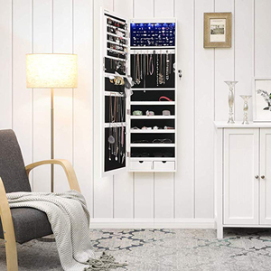 Moderno Armadio per <span class=keywords><strong>Gioielli</strong></span> in Legno con Specchi Illuminati a Tutta Altezza, Montaggio a Parete, <span class=keywords><strong>Specchio</strong></span> Decorativo per Casa - Product Image 4