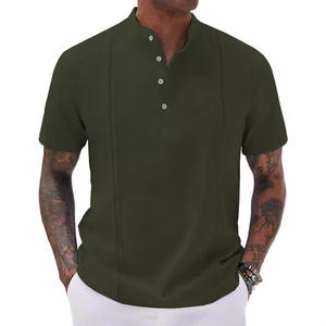 Camiseta de Manga Corta para Hombre, Color Sólido, con Botones, Transpirable, para Verano, Tallas S M L XL XXL - Product Image 5