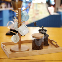 Plateau de service en bambou naturel en gros, petit plateau de service alimentaire en bambou personnalisé avec poignées