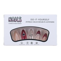 Faux ongles portables haut de gamme, faits main, ornés de strass, style gothique sombre en forme de cœur, pour le marché transfrontalier Europe-Amérique