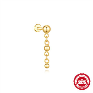 Gaby Jewelry <span class=keywords><strong>Piercing</strong></span> Ipoallergenico in <span class=keywords><strong>Argento</strong></span> Massiccio Sterling <span class=keywords><strong>925</strong></span> con Pendente Cz e Barra Labret con Retro Piatto Silverparts - Product Image 5