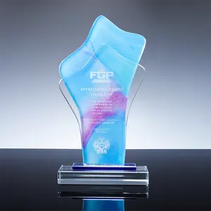 Fábrica Atacado Profissional Cristal Prêmio Placa Personalizado Troféu De Vidro Em Branco