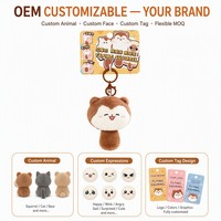 Porte-clés écureuil volant en peluche rétractable avec chiffon de nettoyage dissimulé et lingette, design à queue extensible, 34g, 3 expressions, cadeau fantaisie