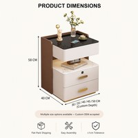 Table de chevet intelligente avec chargeur sans fil, lumière LED, haut-parleur Bluetooth, USB, 2 tiroirs, mobilier de chambre moderne, OEM