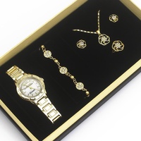 Jam Tangan Wanita Mewah Quartz Set Gelang Kaca Alloy OEM Logo Kustom Hadiah Perusahaan Pemasok Grosir
