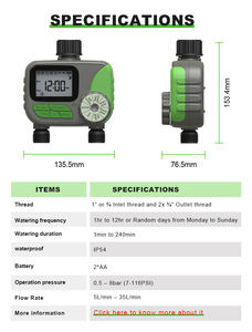 مؤقت مياه أوتوماتيكي بمنطقتين مع برمجة أسبوعية قابلة للتخصيص لأنظمة ري الحدائق - Product Image 6