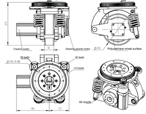 ล้อขับเคลื่อนแบบมีระบบลดแรงสั่นสะเทือน รุ่น B27B สำหรับรถ AGV พร้อมมอเตอร์ ล้อหุ่นยนต์ ล้อสำหรับปีนข้ามสิ่งกีดขวาง รองรับการสื่อสารแบบ CANopen ทำจากยางตัน/โพลียูรีเทน - Product Image 4
