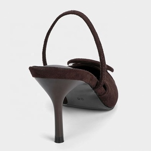 Zapatos de mujer de verano con dedos en Punta tacones expuestos tacones altos marrones moda Casual banquete trabajo tacones delgados <span class=keywords><strong>Sanda</strong></span> de mujer - Product Image 4