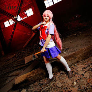 Disfraz de <span class=keywords><strong>Cosplay</strong></span> de <span class=keywords><strong>Anime</strong></span> Mirai Nikki, Gasai Yuno, Falda JK Morada, Estilo Marinero, Conjunto para Mujer, Fiesta de Halloween - Product Image 5