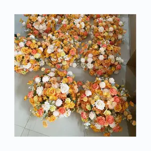 2024 Wedding Decoration Artificial Flowers Wedding Favors Rose Table Runner Orange Color Centerpiece Flower Ball