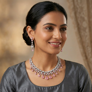 Certified Gold Plated Women's Bridal Set <b>Choker</b> Necklace Drop Earrings Tikka Ethnic Zircon Trendy Wedding Engagement Third - Product Image 1