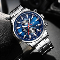 Montres CURREN pour hommes 8351, montre-bracelet sportive en acier inoxydable, étanche 3ATM, lumineuse, chronographe à trois aiguilles