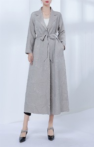 Abito Cardigan elegante da <span class=keywords><strong>donna</strong></span> nuovo autunno grande ricamo in rilievo <span class=keywords><strong>Trench</strong></span> pesante industria pesante Abaya capispalla - Product Image 6