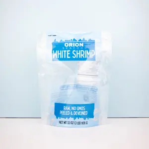 Impresión personalizada transparente 2lb camarones blancos Stand up zip Lock Mylar bolsa de embalaje para mariscos