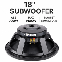 Subwoofer professionnel de 18 pouces, 700 W RMS, haut-parleur PA, bobine vocale de 100 mm, aimant de 250 mm, coque métallique pour système de sonorisation de scène et de concert