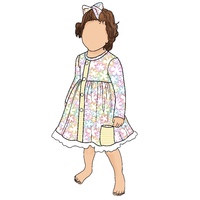 Gaun Anak Perempuan Little Glow Kids Desain Baru Modis Lengan Panjang Lucu Bermotif Kerah O Kancing Depan untuk Bayi Perempuan