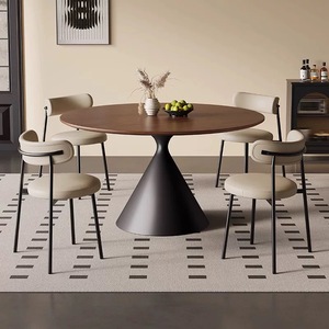 عشاء حديث فاخر من الخشب الصلب الدائري ، 4 6 8 مقاعد ، غرفة معيشة للمطعم ، تصاميم أثاث أسود دوار - Product Image 4