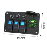 Panneau de commande étanche à 3 interrupteurs basculants 12/24V pour voiture, camping-car, yacht, avec port de charge rapide USB Type-C 66W et interrupteur LED