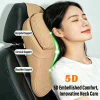Appuie-tête de voiture de luxe double couche en cuir/suède avec rembourrage en mousse à mémoire de forme, ajustements multiples personnalisables pour usage automobile