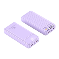 Batterie externe 20000 mAh 10000 mAh 22,5 W à charge rapide, grande capacité avec cordon intégré, alimentation mobile, chargeur multi-ports