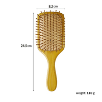 Ensemble de brosses à cheveux en bambou personnalisées avec logo naturel en gros pour femmes, démêlant les cheveux