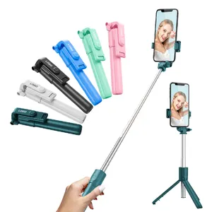 Hot Sale hand-held custom long selfie stick tripod stand with remote control flexible mobile phone selfie sticks tripod