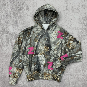 Baggy personnalisé surdimensionné 100% coton lourd polaire Essentials surdimensionné français Terry Camouflage sweat à capuche zippé pour hommes - Product Image 2