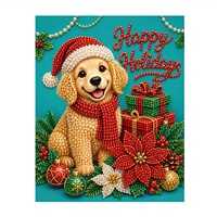 Kits de Peinture Diamant DIY avec Perles, Motifs Animaux Mignons (Chat, Ours, Chien), pour Ornements de Noël Faits Main, Tableaux Muraux - Fabrication OEM/ODM