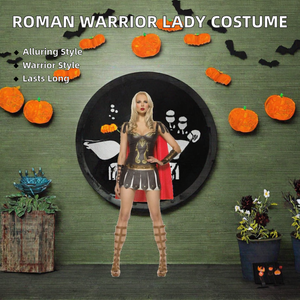 <span class=keywords><strong>Disfraz</strong></span> de gladiador romano sexy para <span class=keywords><strong>mujer</strong></span> Halloween Warrior Lady Adult Fancy Dress con capa - Product Image 2