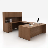 Scrivania Direzionale Moderna a L con Armadietto, Mobili per Ufficio in Legno con Funzione di Archiviazione