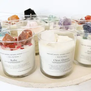 DGC Ins Healing Crystal Pillar Candle Jar Luxury Scent Zodiac Candles con veri cristalli all'interno della candela di manifestazione per le donne