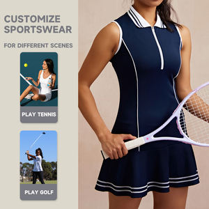 Vestido deportivo Luckpanther con cuello Polo y cremallera para mujer, vestidos de Bádminton de Golf al aire libre, vestido de tenis con pantalones cortos de seguridad - Product Image 4