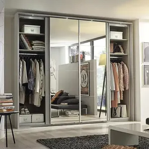 Armoire turque de luxe sur mesure 2/3, design à quatre portes en bois, armoires, meubles de chambre à coucher, armoires avec tiroir et miroir