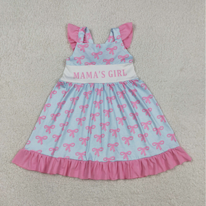 Vestido de mamá para hermanas con lazo, volantes y largo hasta la rodilla, túnica y pelele. - Product Image 2
