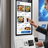 Self Servis Ödeme Kiosku Dokunmatik Ekranlı Sipariş Terminali Termal Yazıcı QR Tarayıcı Kartlı Ödeme Restoran Ödeme Noktası Ticari