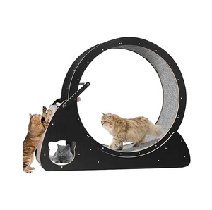 高纤维环保木质运动跑轮静音滚轮宠物猫攀爬玩具健身猫跑步机 - Product Image 1
