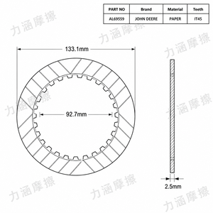 AL69559 Plaque de friction en papier pour transmission haute performance <span class=keywords><strong>JOHN</strong></span> DEERE, disque d'embrayage 133,1 mm, IT45, dents internes cb9 - Product Image 3