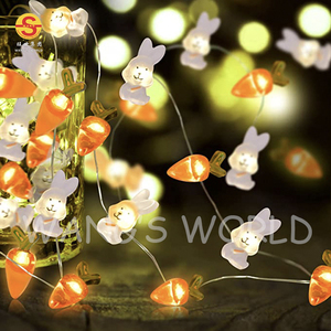 Trẻ em phòng LED Bunny cà rốt ánh sáng chuỗi phục sinh trang trí thỏ chuỗi đèn chiếu sáng kỳ nghỉ sản phẩm - Product Image 4