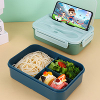 Boîte à lunch isotherme compartimentée, compatible micro-ondes, en acier inoxydable 304, écologique, pour étudiants, avec couverts