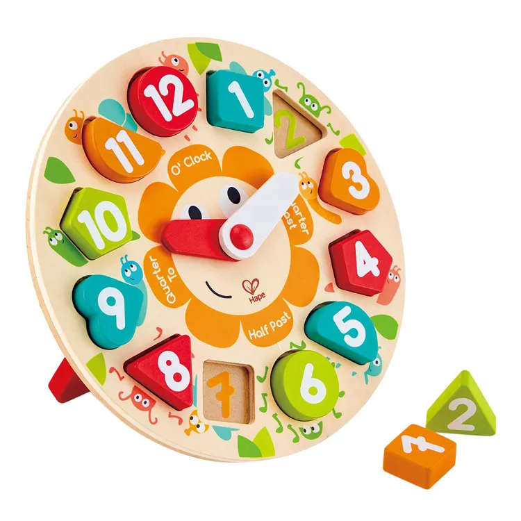 Wholesale custom multi-function digital math montessori colorful clock educational wooden toys for baby