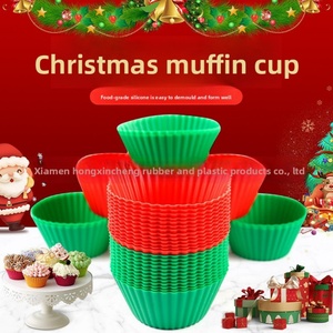 Christmas Set Round <b>Silicone</b> <b>Baking</b> Muffin Cups 6/12/24/32 Piece Oven Safe Food Contact Safe - Product Image 4