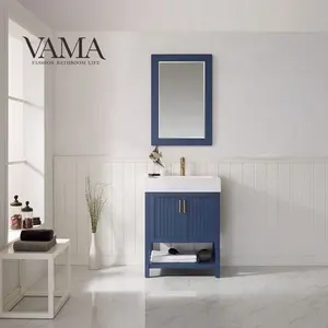 VAMA工厂30 "W x 18" D美国廉价枫木木板浴室梳妆台带白瓷水槽755030B