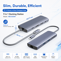 Hub USB C 9 en 1 con Gigabit Ethernet RJ45, HDMI 4K 60Hz, 100W PD, Audio, Lector de Tarjetas SD y TF 3.0, Estación de Acoplamiento Tipo C para MacBook