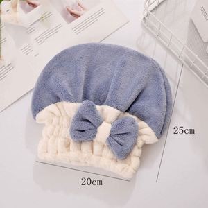 Hot Selling Double Color Drying Caps Coral Velvet Microfiber Hair Towel with Bowknot <b>Wrap</b> Princess Hat for Bathroom Use - Product Image 4