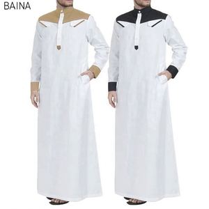 Nouvelle Robe Abaya Ample pour Hommes Musulmans Arabes, Col Montant, Manches Longues, Patchwork, Style Moyen-Orient Islamique, Thobe de Dubaï - Product Image 3